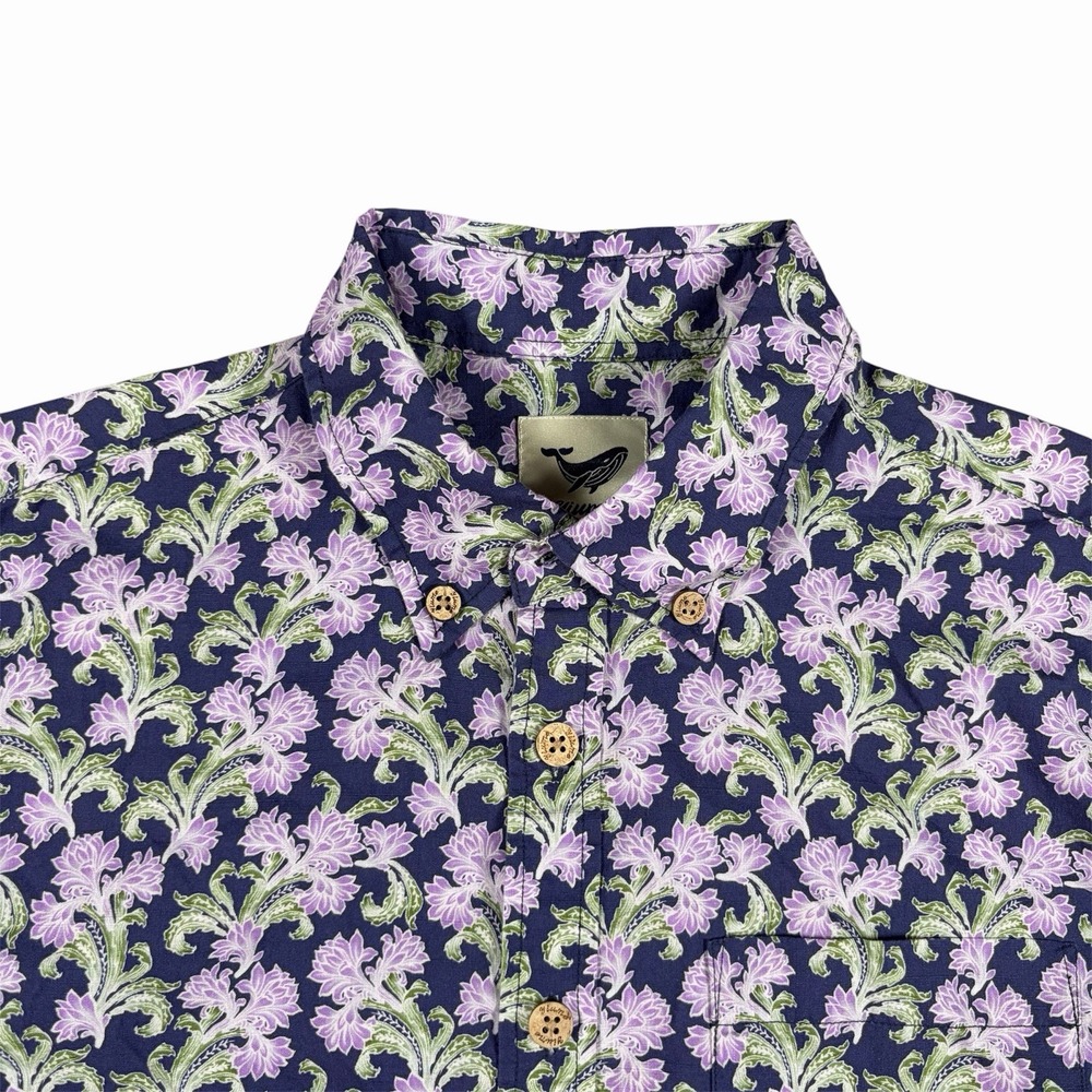Yiume Mens Floral Hawaiian Shirt Floral Aloha Button Up Lavender Sz M